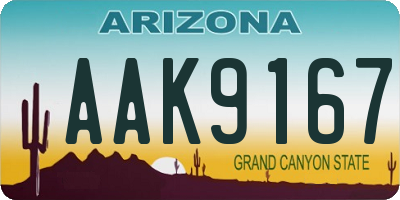 AZ license plate AAK9167