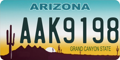 AZ license plate AAK9198