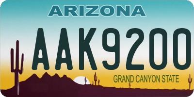 AZ license plate AAK9200