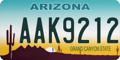 AZ license plate AAK9212