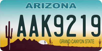 AZ license plate AAK9219
