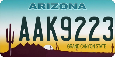AZ license plate AAK9223
