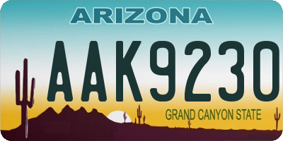AZ license plate AAK9230