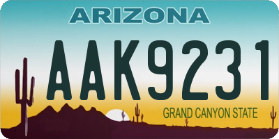 AZ license plate AAK9231