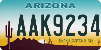 AZ license plate AAK9234