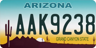 AZ license plate AAK9238