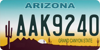 AZ license plate AAK9240
