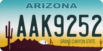 AZ license plate AAK9252
