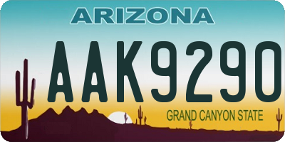 AZ license plate AAK9290