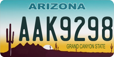 AZ license plate AAK9298