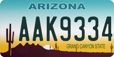 AZ license plate AAK9334