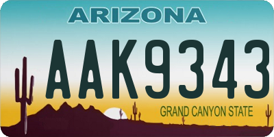 AZ license plate AAK9343