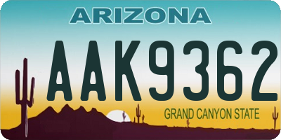 AZ license plate AAK9362