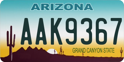 AZ license plate AAK9367