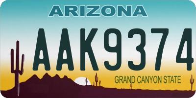 AZ license plate AAK9374