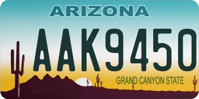 AZ license plate AAK9450