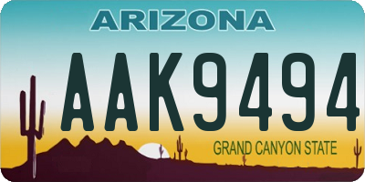 AZ license plate AAK9494
