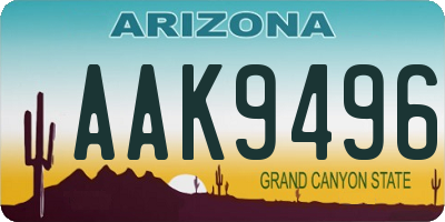 AZ license plate AAK9496
