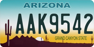 AZ license plate AAK9542