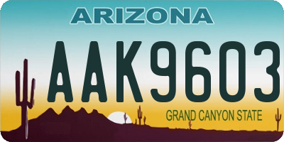 AZ license plate AAK9603
