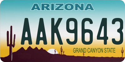 AZ license plate AAK9643
