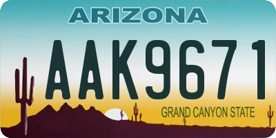 AZ license plate AAK9671