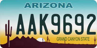 AZ license plate AAK9692