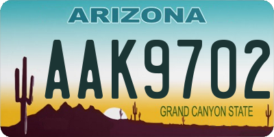 AZ license plate AAK9702