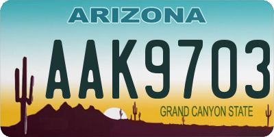AZ license plate AAK9703