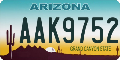 AZ license plate AAK9752