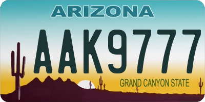 AZ license plate AAK9777