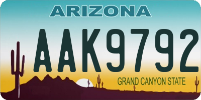 AZ license plate AAK9792