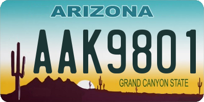 AZ license plate AAK9801