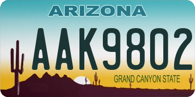 AZ license plate AAK9802