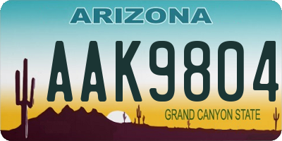 AZ license plate AAK9804