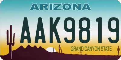 AZ license plate AAK9819