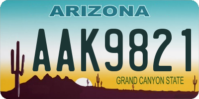 AZ license plate AAK9821