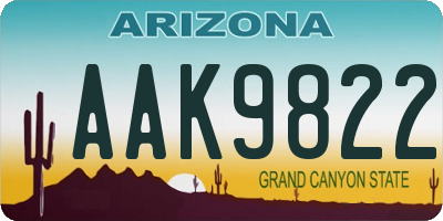 AZ license plate AAK9822