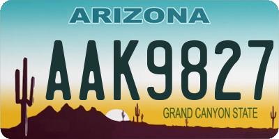 AZ license plate AAK9827