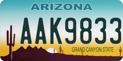 AZ license plate AAK9833