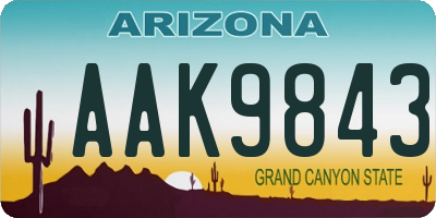 AZ license plate AAK9843