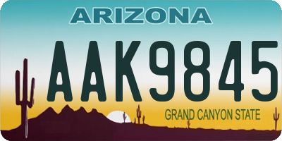 AZ license plate AAK9845