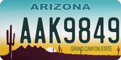 AZ license plate AAK9849