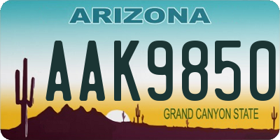 AZ license plate AAK9850