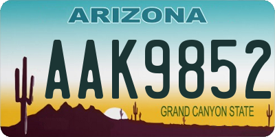 AZ license plate AAK9852