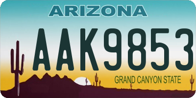 AZ license plate AAK9853