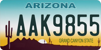 AZ license plate AAK9855