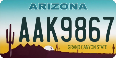 AZ license plate AAK9867