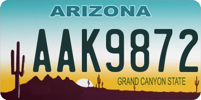 AZ license plate AAK9872
