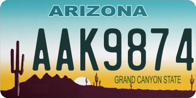 AZ license plate AAK9874